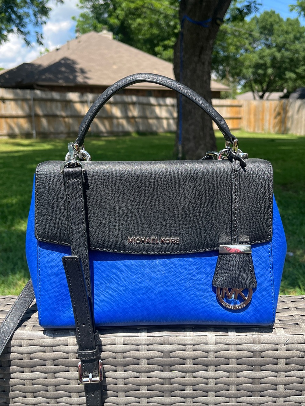 MICHAEL by Michael Kors Ava Small Colorblock Saffiano Leather Satchel Bag